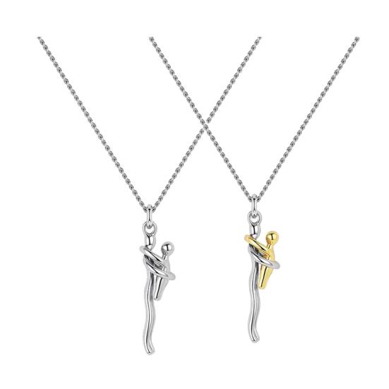 Подвеска-ожерелье «Семейные объятия», регулируемая длина цепочки, двухцветное серебристо-золотистое, эмоциональный дизайн, украшение «Мать и дитя»