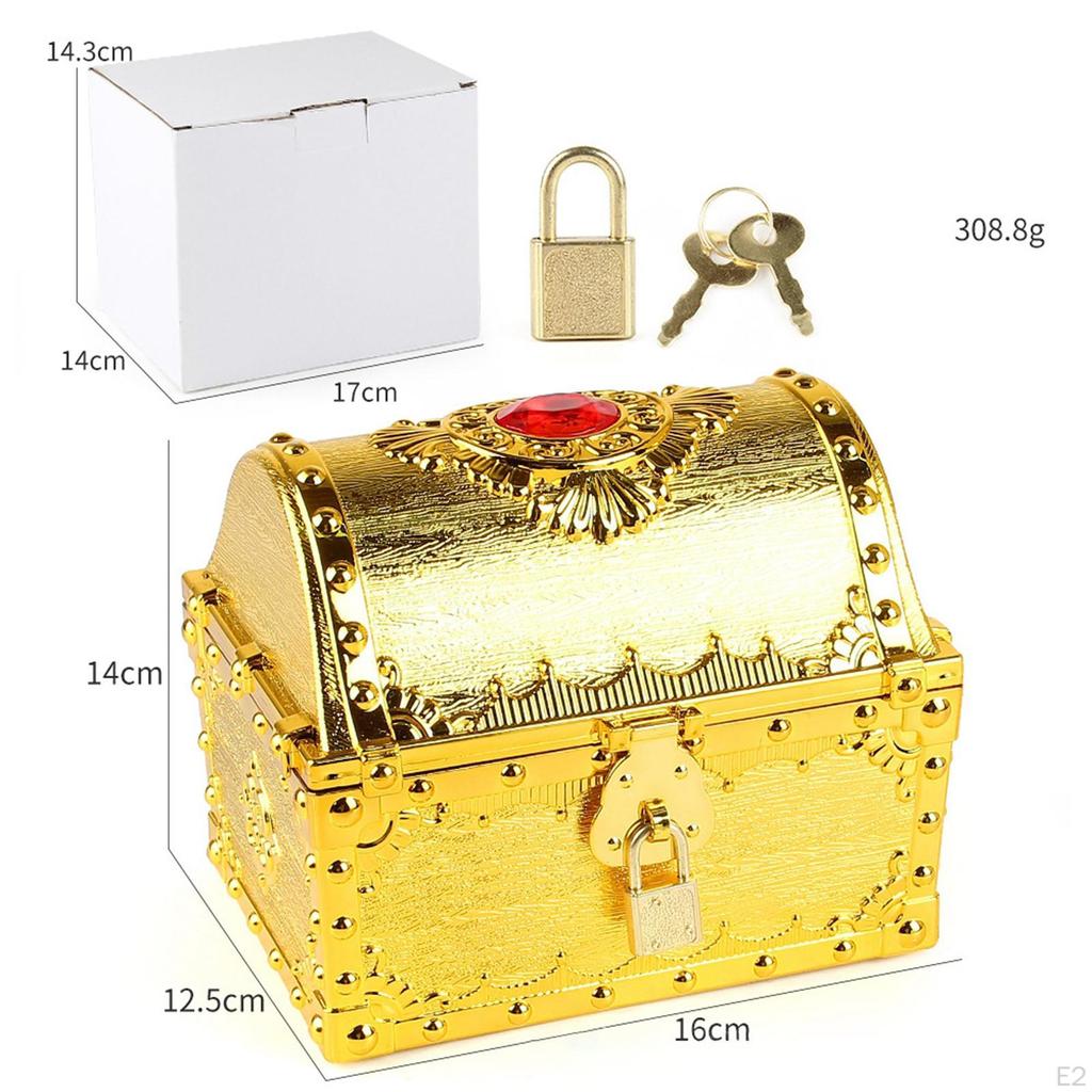 Adventurous Treasure Box Decorative Vintage Chest with Lock Antique Color Treasures Collection