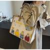 2025 Женская повседневная холщовая сумка-тоут - Большая вместимость, Мультяшный дизайн, Модная одноплечевая сумка