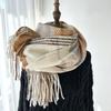 Scarf For Women, Autumn And Winter, High-End Feeling, Imitation Cashmere Plaid Tassel Shawl, Student Thick And Warm Scarf