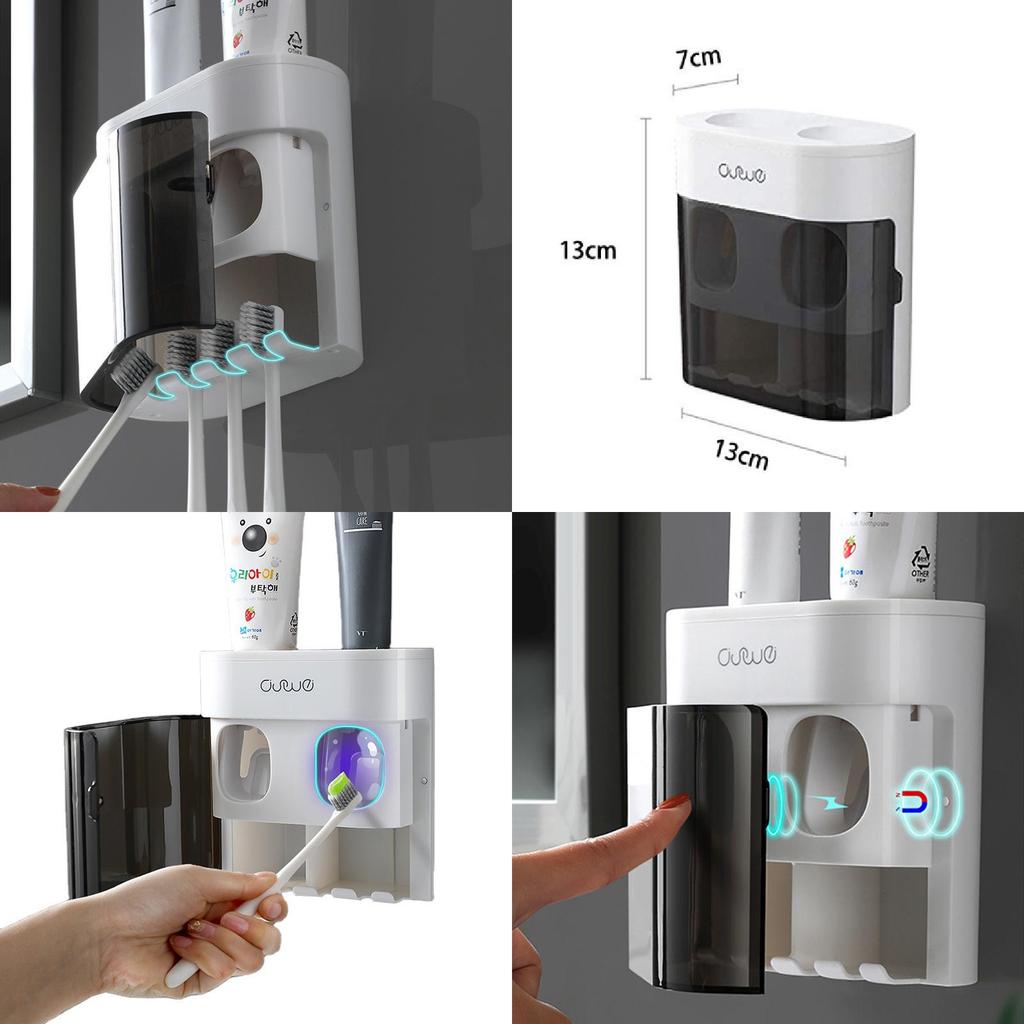 Wall Mounted Toothpaste And Toothbrush Holder With Magnetic Closing Function For Convenient Oral Care