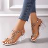 Ladies Zapatos 2025 Summer Pvc Crystal Flower Chunky Heel Peep Toe Back Strap Elastic Elegant Fashion ShoesWomen Sandals