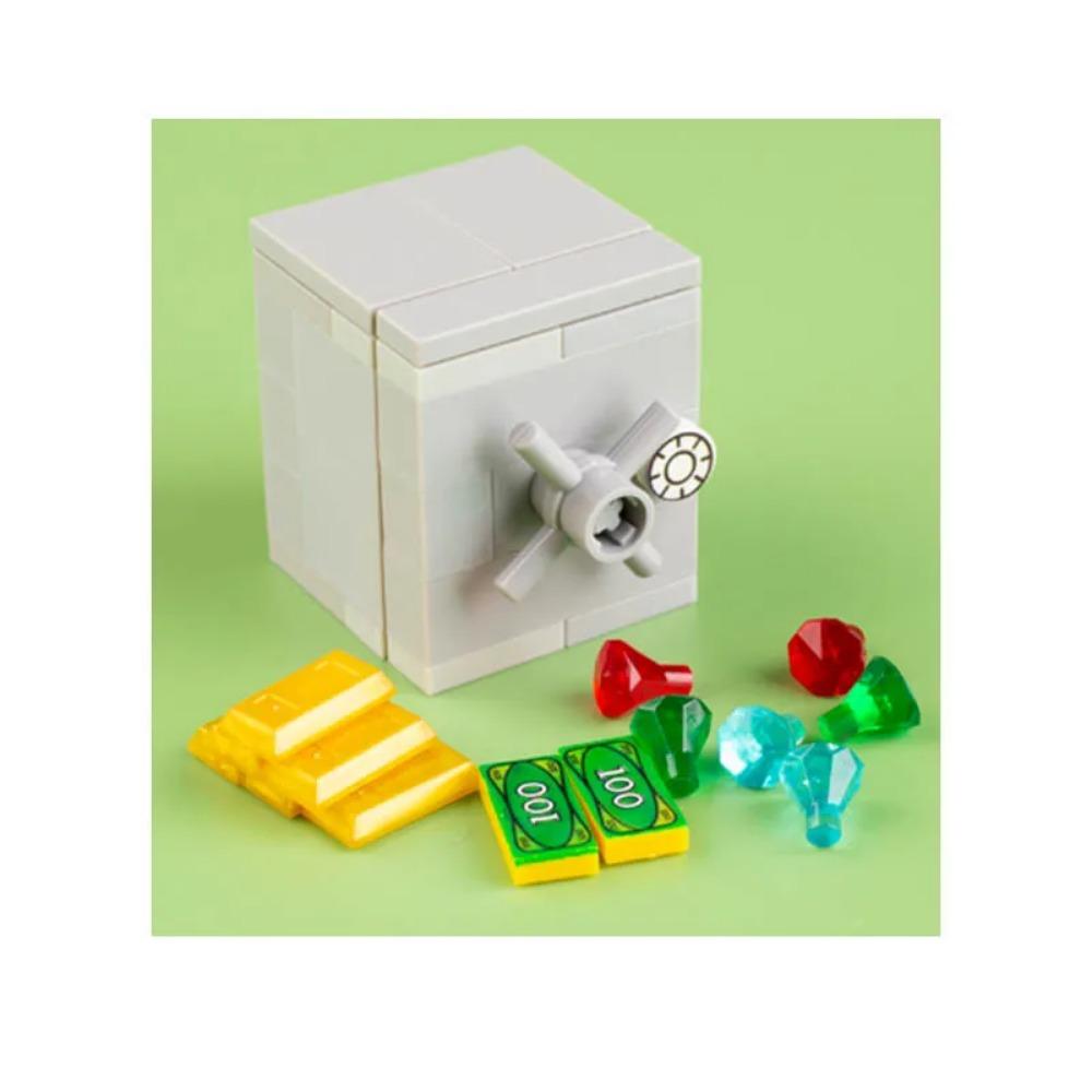 City Building Blocks Accessories Figures Cash Dollar Bills Gold Silver Coins Brick Treasure Chest Ore DIY Gift Toy X015 Safe Box