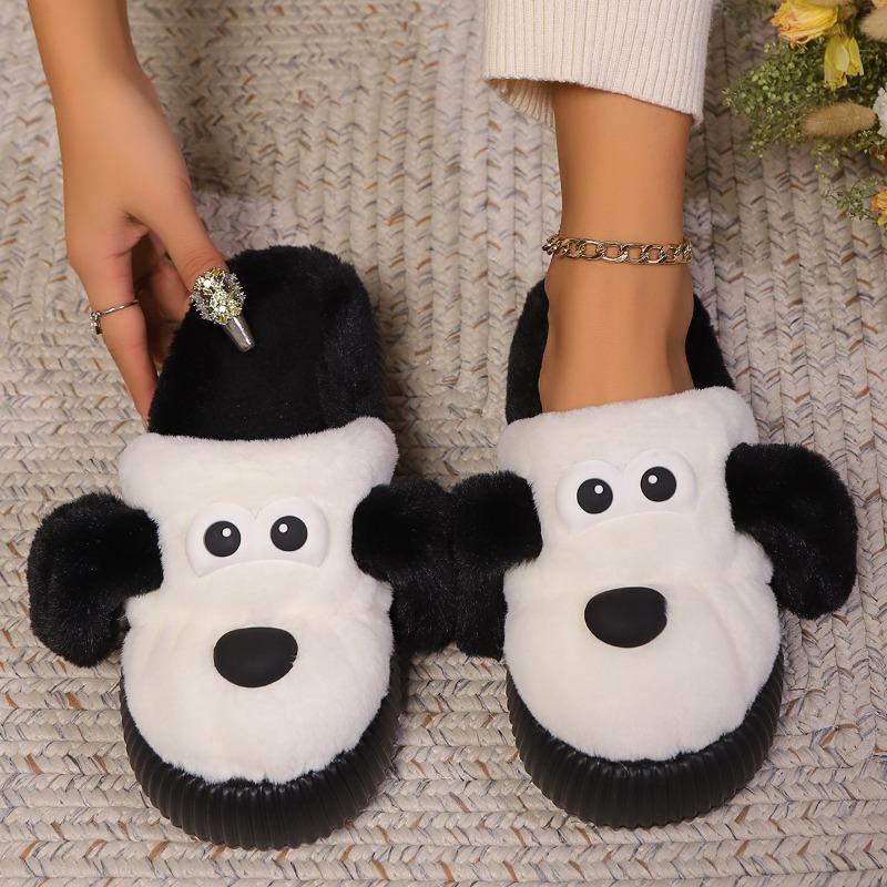 2024 Winter New Women's Cartoon Cute Suede Slippers Thick-soled Home Warm Suede Non-Slip Comfortable Women's Cotton Shoes