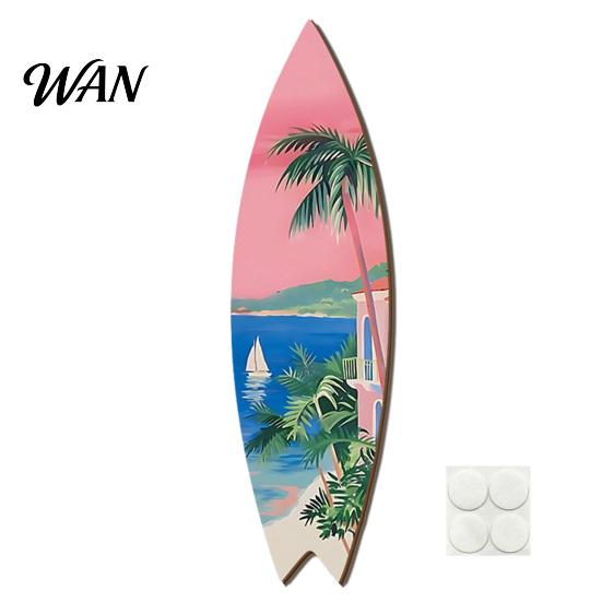Waterproof Wooden Sign Hawaiian Surfboard Wall Art, Tropical Beach Decor Sign, Summer Aloha Theme Hanging Plaque Durable for Living Room Kids