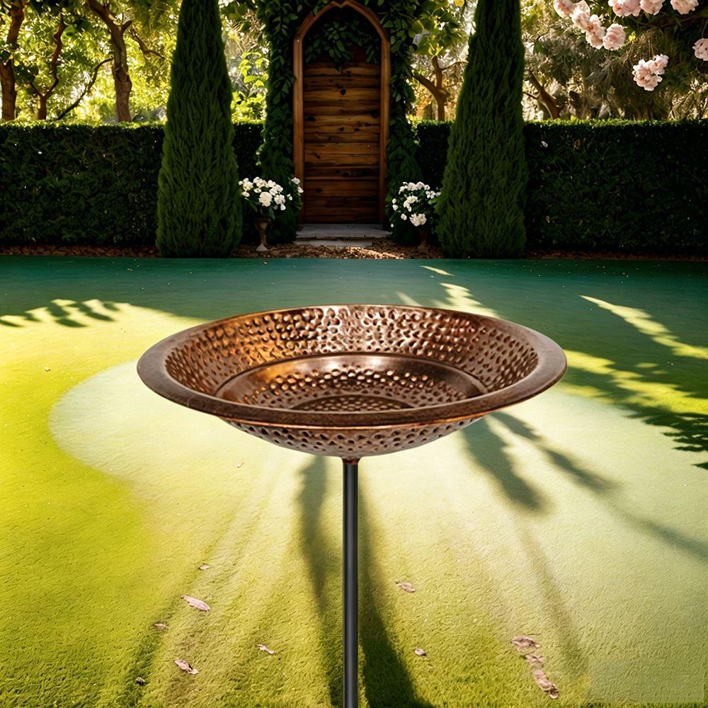 Rust-Proof Bird Feeder Iron Patio Yard Lawn Decor Gift Idea Bird Bath Bowl Outside Decor