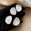 Irregular Natural Shell Stud Earrings Silver Tone Women Daily Earrings