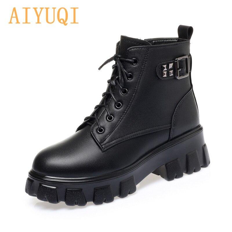 Женские зимние ботинки из натуральной кожи, модные теплые ботинки Marton из натуральной шерсти, женские ботильоны на толстой подошве