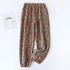 2025 Spring/Summer New Women's Sleeping Pants 100% Cotton Jacquard Cute and Fresh Flower Pants Loose Closing Home Pants Ladies