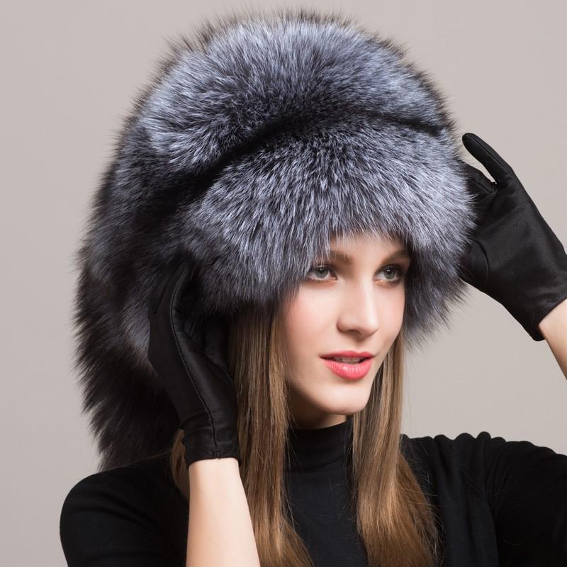 Новая женская зимняя уличная ветрозащитная утолщенная шапка-бомбер из натурального лисьего меха Модные роскошные меховые шапки Женские шапки из натурального лисьего меха