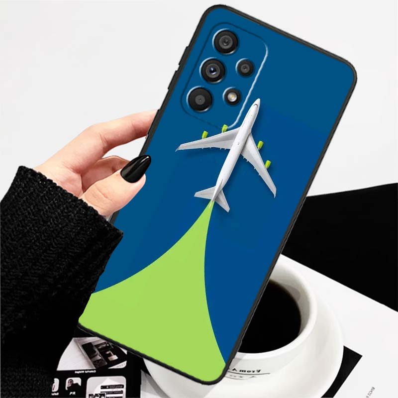 Модный узор с самолетами Для Samsung A73 A72 A71 A55 A54 A53 A52 A51 A13 A22 A16 A15 A12 A14 A26 A07 5G Черный чехол для телефона
