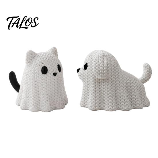 Talos 3D-печатные фигурки-украшения 'Призрачный пес/кошка', Декорации для Хэллоуина 'Животные с вязаной текстурой', Маленькие милые щенки/котята, Подарки для домашнего настольного дисплея