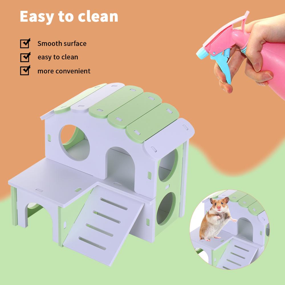 Hamster Play Toys Set Wooden Hamster House Boredom Breaker Activity Toy DIY Hamster Cage Accessories for Small Pets