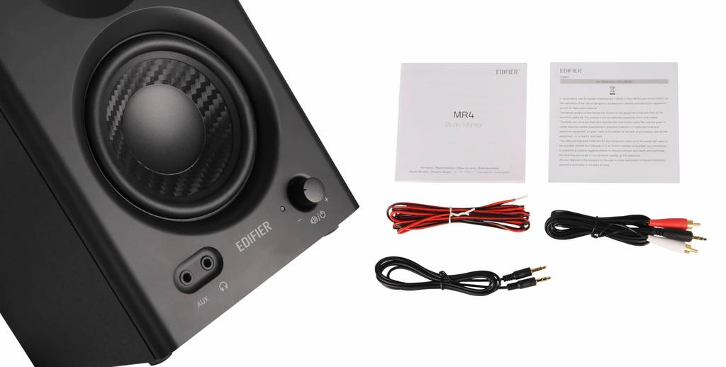 Edifier MR4 42W Monitor 4 Inch High Sound PC DTM Wired External Speaker for Studio TRS Headphone Terminal 2 1 Black Speaker, Mid-bass Speaker,
