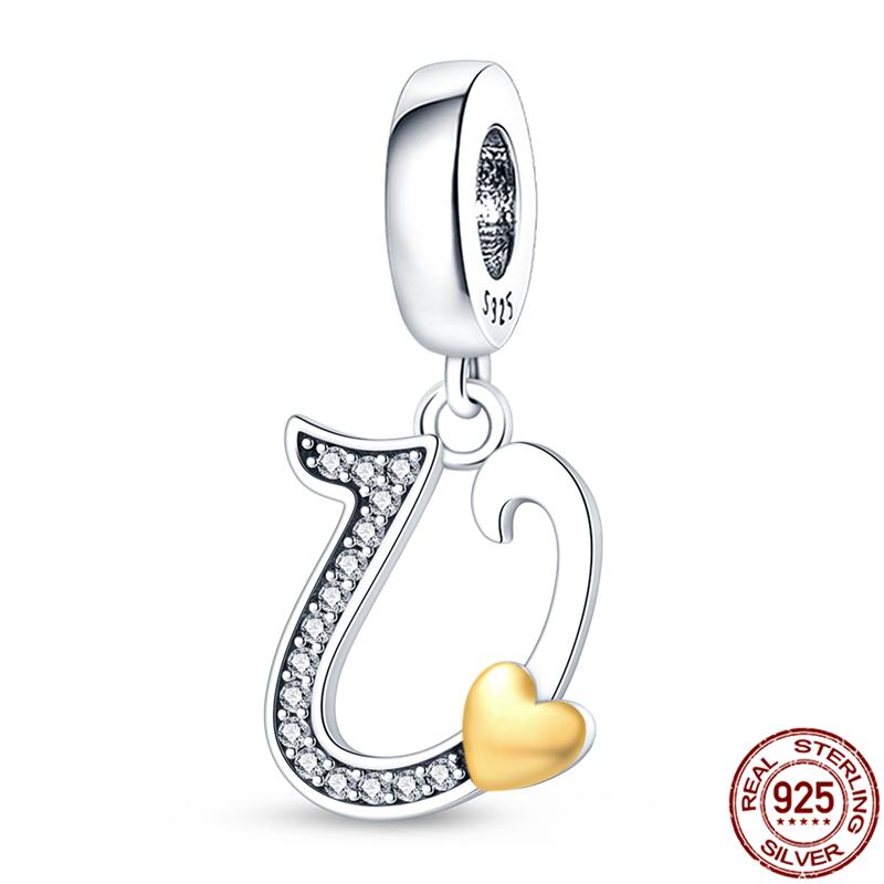 Оригинальный дизайн кулон циркон в форме сердца 26 английских букв AZ шарм бусины подходят 925 оригинальный браслет ожерелье ювелирные изделия