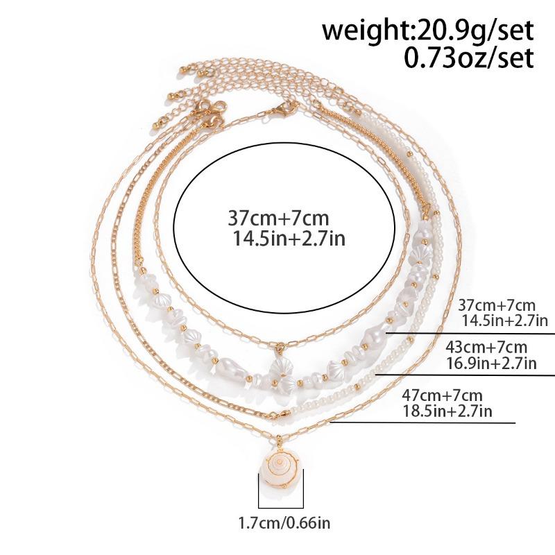 Богемное летнее многослойное ожерелье для женщин, винтажное ожерелье в стиле барокко с имитацией жемчуга и бисером, ракушка, морская звезда, кулон, ожерелье, ювелирные изделия