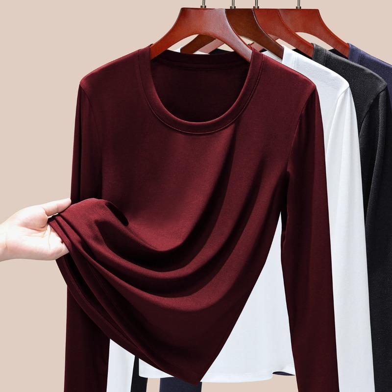 Neck Long-sleeved T-shirt Women's New Summer Cool Breathable Sunscreen Bottoming Shirt Age-reducing and Thin Sports Top