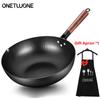 32cm Traditional Iron Wok Carbon Steel Wok Pan Non-stick Kitchen Cookwar Woks and Stir Fry Pans with Lid for All Stoves