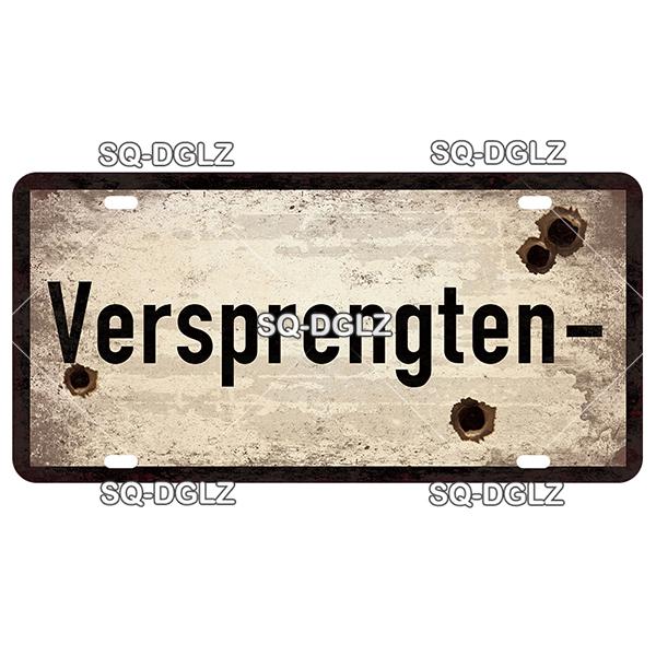 SQ-DGLZ Minen German Road License Plate Warning Tin Sign State Wall Decoration Metal Sign Home Decor Painting Plaques Art Poster