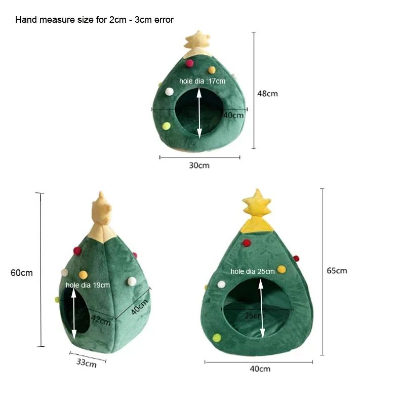 Christmas Tree Cat House,Cat Tent Cave Bed Mat,Festival Xmas Winter Warm Soft Comfortable Pet Cat Cave Bed Shape Tree Cats Nest