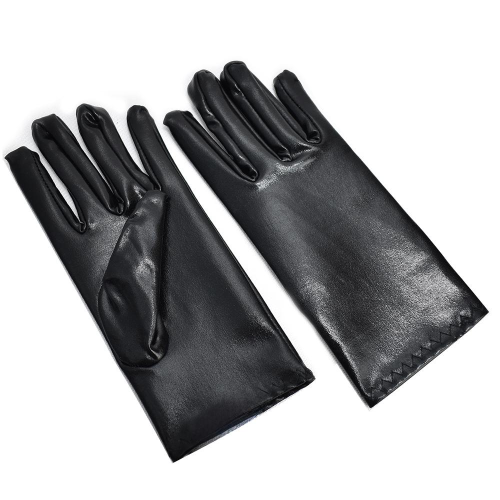 Блестящие черные перчатки Wetlook Short из лакированной кожи в стиле панк-танца