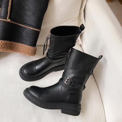 Винтажные кожаные ботинки Martin на толстой подошве Maillard женские бархатные новые двойного ношения тонкие и увеличивающие рост универсальные ботинки средней высоты