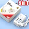 6 Ports USB Type C Phone Charger PD Charging Station Fast Charging USB Hub for iPhone 16 iPad Samsung Xiaomi Universal US/EU Plug