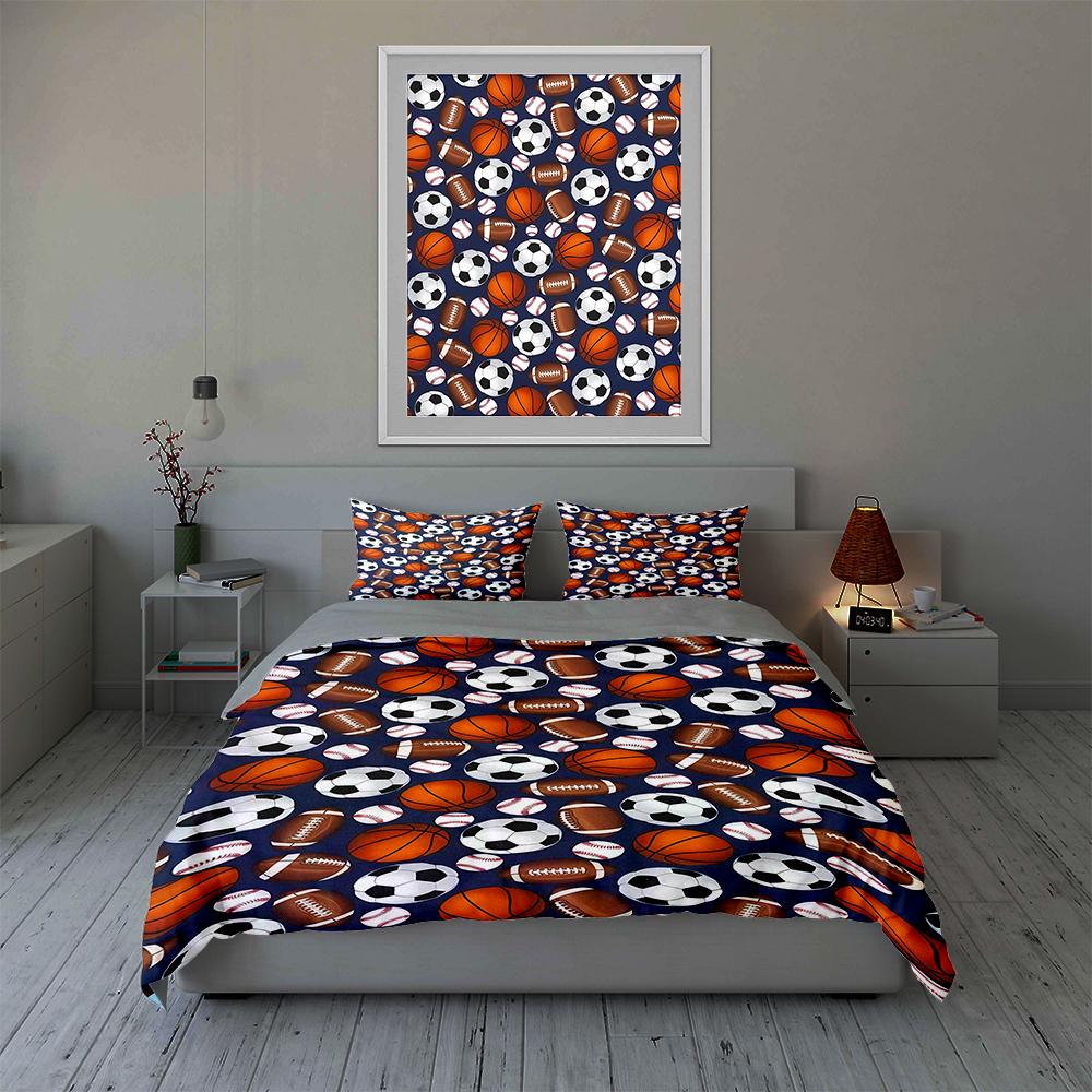 Sports ball pattern Bedding Duvet cover sets Duvet covers Pillowcases gifts (1 * Duvet Cover 2 * Pillowcases, without duvet insert)