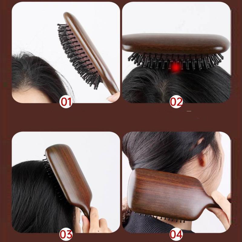 Массажная расческа с воздушными подушками из сандалового дерева для ухода за кожей головы, вьющиеся волосы, бытовая антистатическая доска для борьбы с выпадением волос, большая натуральная деревянная щетка