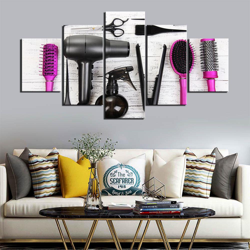 Современные 5 панелей парикмахерские инструменты парикмахерская холст картины постеры и принты настенные художественные фотографии домашний декор без рамки