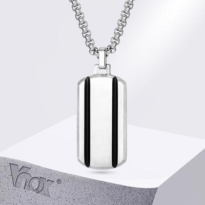 Vnox Мужские ожерелья из нержавеющей стали с жетоном, двухполосный жетон с канавками, подвеска с цепочкой-коробкой, подарок для него