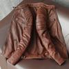 Vintage Genuine Leather Jacket for Men Distressed Short Slim Fit Stand Collar Biker Coat