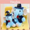 Plush Elephant Toy For Kids Soft Cartoon Sleeper Pillow With Wizard Hat And Bow Decor