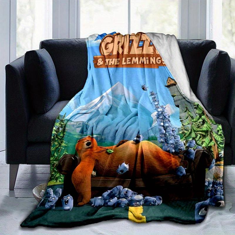 1pc, Grizzly & The Lemmings: Cozy Throw Blanket, Perfect for Home Decor, Couch Cover, Outdoor Use, Gifts, Flannel Blanket, Ideal for Bedroom, Living R