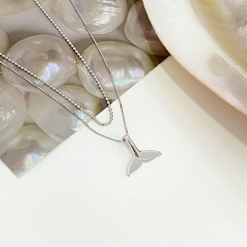 Изысканное двухслойное ожерелье «рыбий хвост» для женщин из числа меньшинств, дизайн Sense Summer Ocean, новая универсальная цепочка на шею