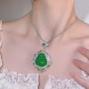 Imitation Natural High Ice White Chalcedony Buddha Gong Pendant Necklace Slightly Inlaid With Diamonds Luxury Ice Jade Buddha Pendant Women'S Jewelry