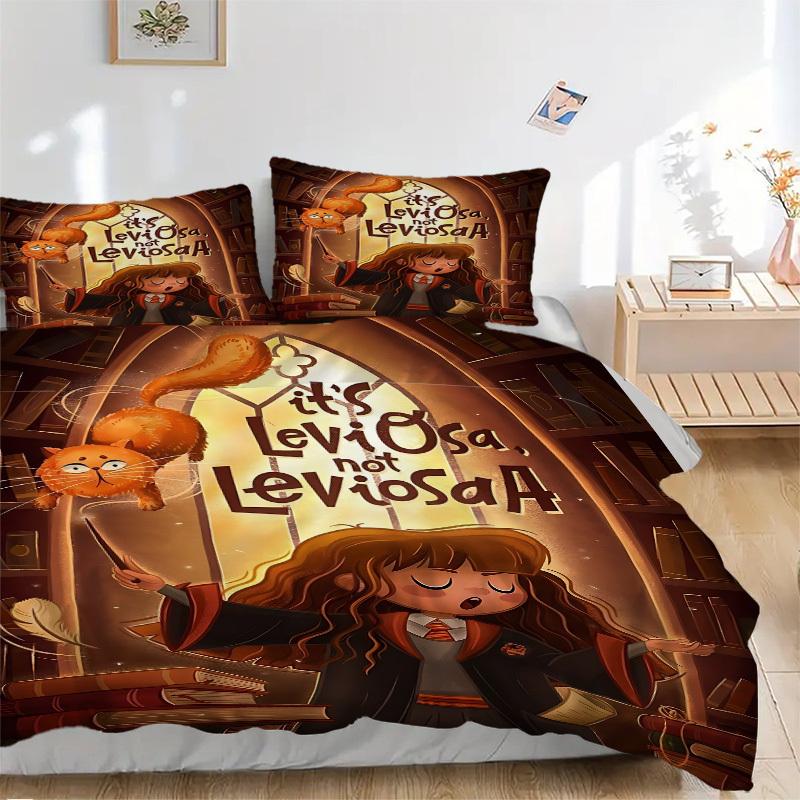 3pcs Harry Potter Bedding Set, Soft Polyester Duvet Cover and Pillowcases Machine Washable Seasons all suitable 06