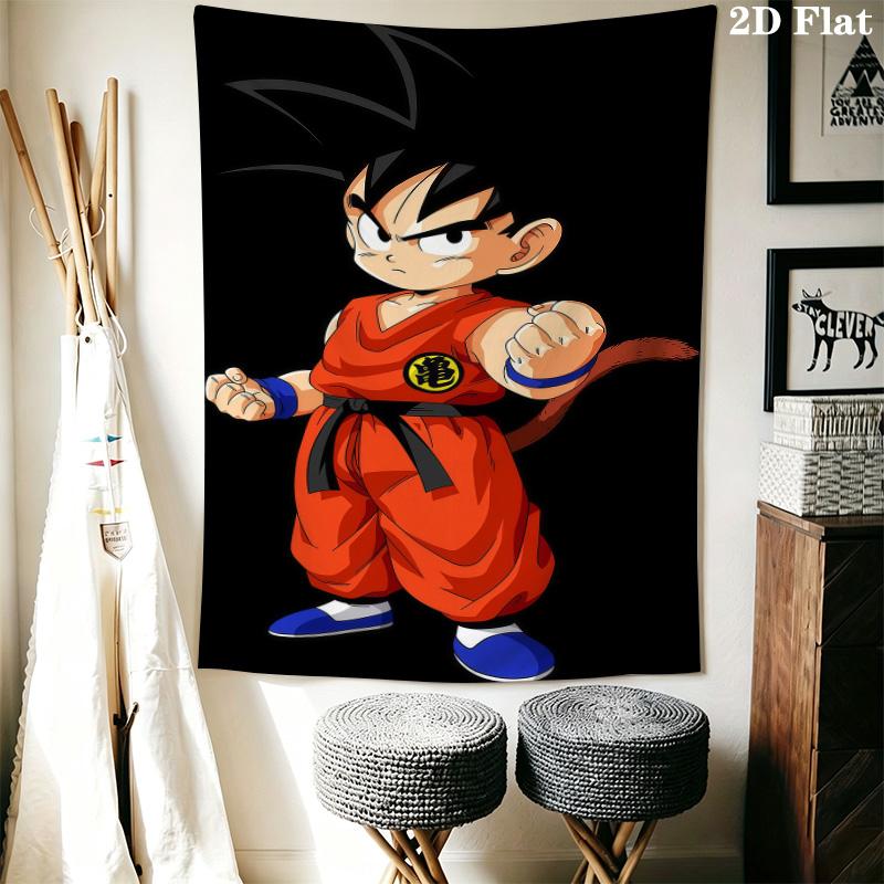 Cute Cartoon Son Goku Wall Tapestry Aesthetic Wall Hanging Printed Fabric Blanket Decorative Tapestries For Bedroom Living Room Home Decor