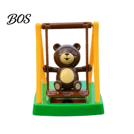 Solar Car Ornament Swinging Bear Decoration, Nodding Dashboard with Hanging Monkey Accessory Swing, Swing Toy for Office Desk Driving Fatigue Relief
