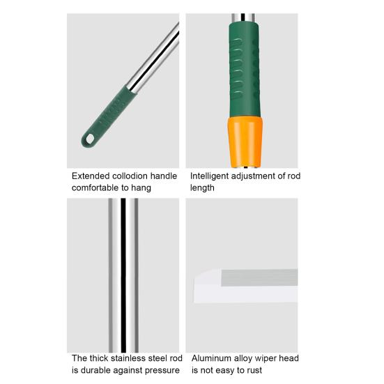 Yousheng Silicone Floor Scraper Stainless Steel Retractable Handle Bathroom Wiper Broom Tile Floor Cleaning Tools