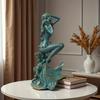 Cute retro turquoise mermaid resin statue suitable for home offices or bookshelves, ideal for decoration and a perfect gift for holidays and