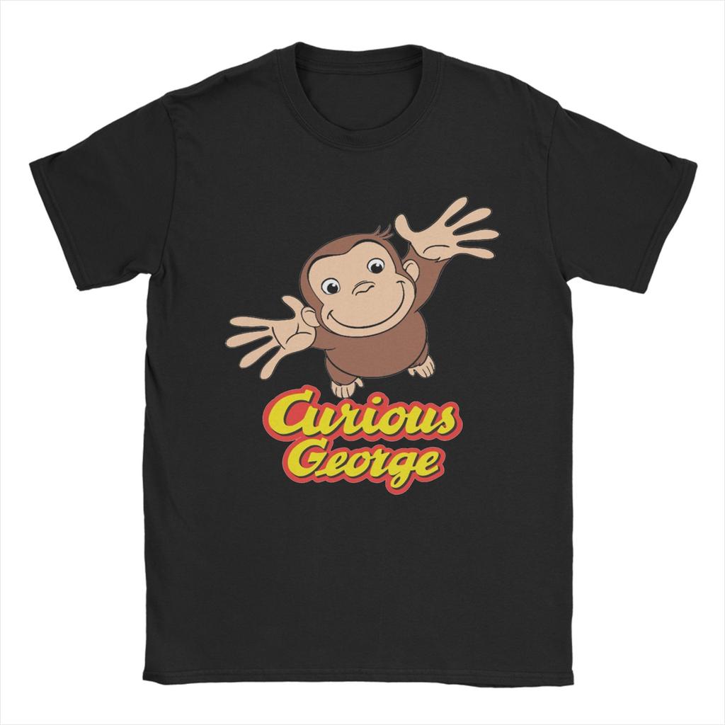 Cartoon Banana Cute Brown Monkey T Shirt Cotton Fun T-Shirts Crewneck Curious George Tees Short Sleeve Clothes Plus Size