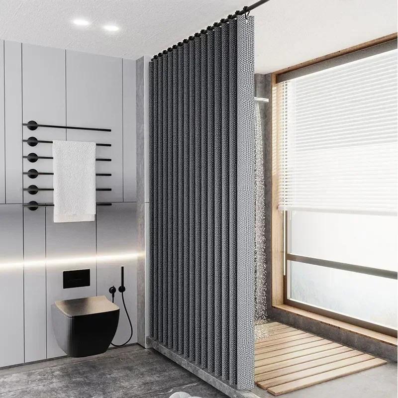 Waterproof Shower Curtain Mildew Bathroom Solid Curtain Wave Window Tulle Home Luxury with Hooks Heavy S Fold Wavy Shower