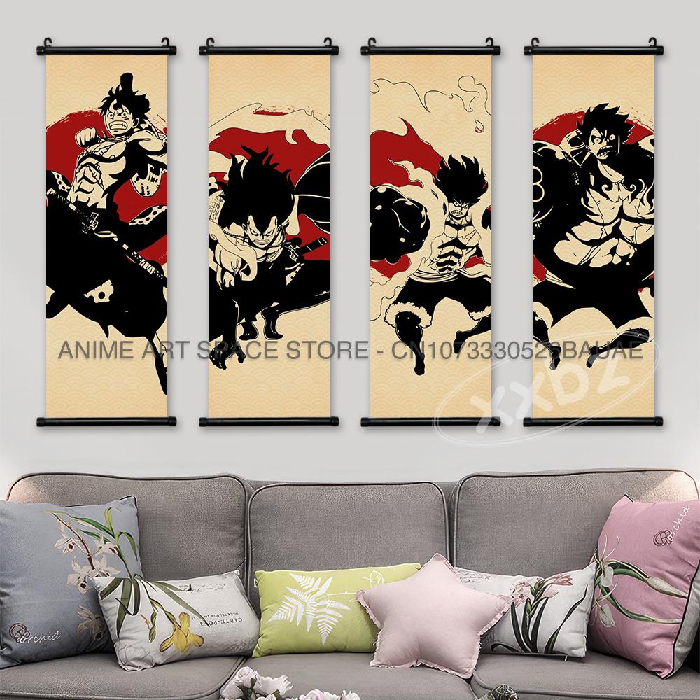 ONE PIECE Подвесная Картина Аниме Постеры Зоро Настенное Искусство Нами Холст Домашний Декор Нико Робин Последняя Спальня Японские Свитки Картина