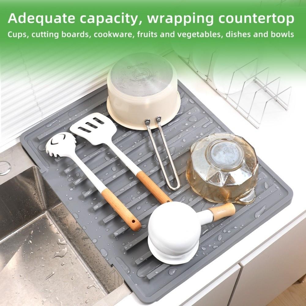 Non-slip Kitchen Drain Mat Flexible Thick Sink Drain Pad Bowl Plate Draining