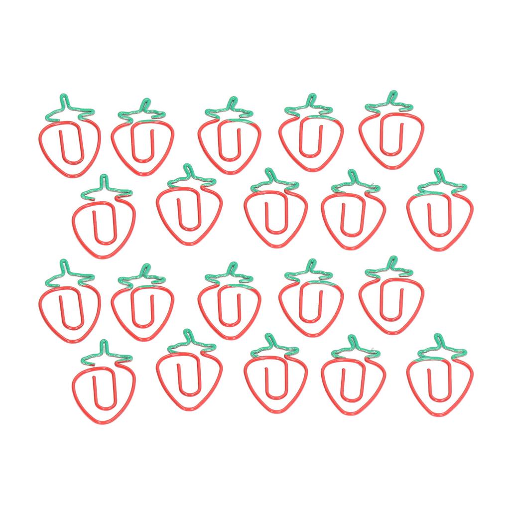 100 шт. Скрепки для бумаги «Клубника», Гальванизированный металл, Стиль «Клубника», Широкое применение, Милые скрепки для бумаги