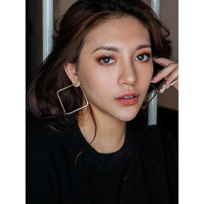 Simple Square Large Earrings Women Fashion European and American Exaggerated Earrings Women Long Elegant Personality Light Luxury Earrings Fashion