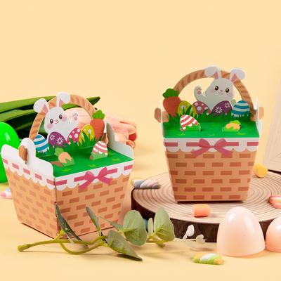 10/20 шт. Милая бумажная коробочка для печенья, конфет, с кроликом, на пасхальную тематику, корзинка с кроликом, яйцо, подарочные упаковочные коробки для детей, декор для вечеринки «Счастливой Пасхи»