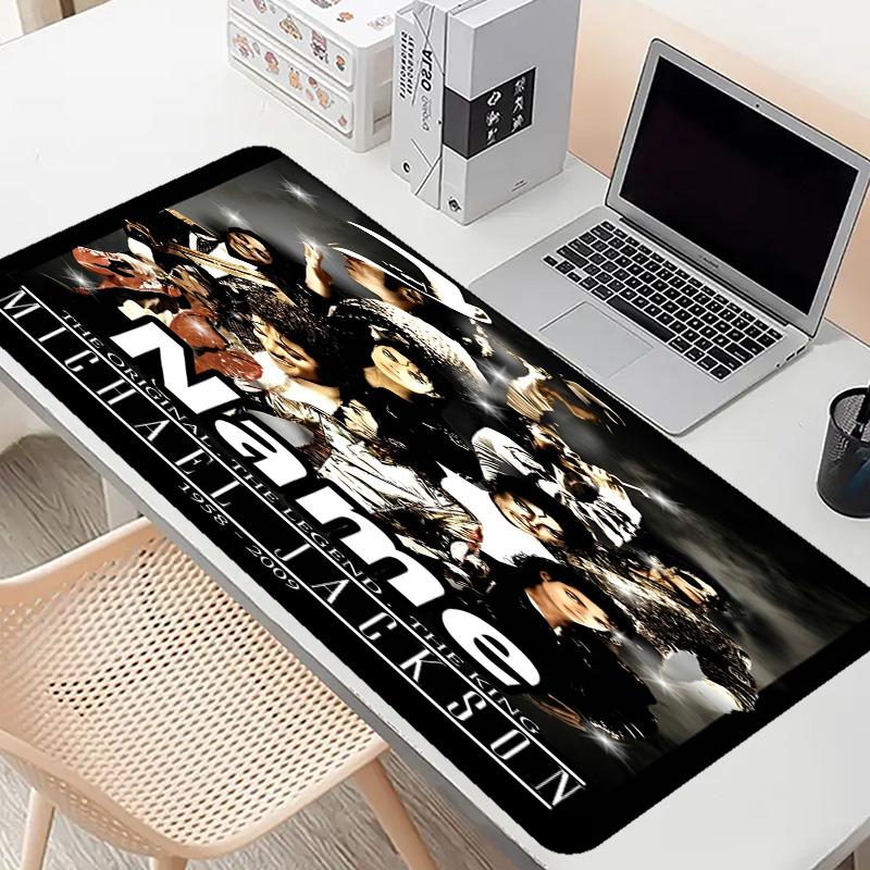 Custom Name Personalized Michael Jackson Pattern Mousepad, Laptop PC Desk Mat, Decorative Desk Mat for Home Keyboard Pad Gift
