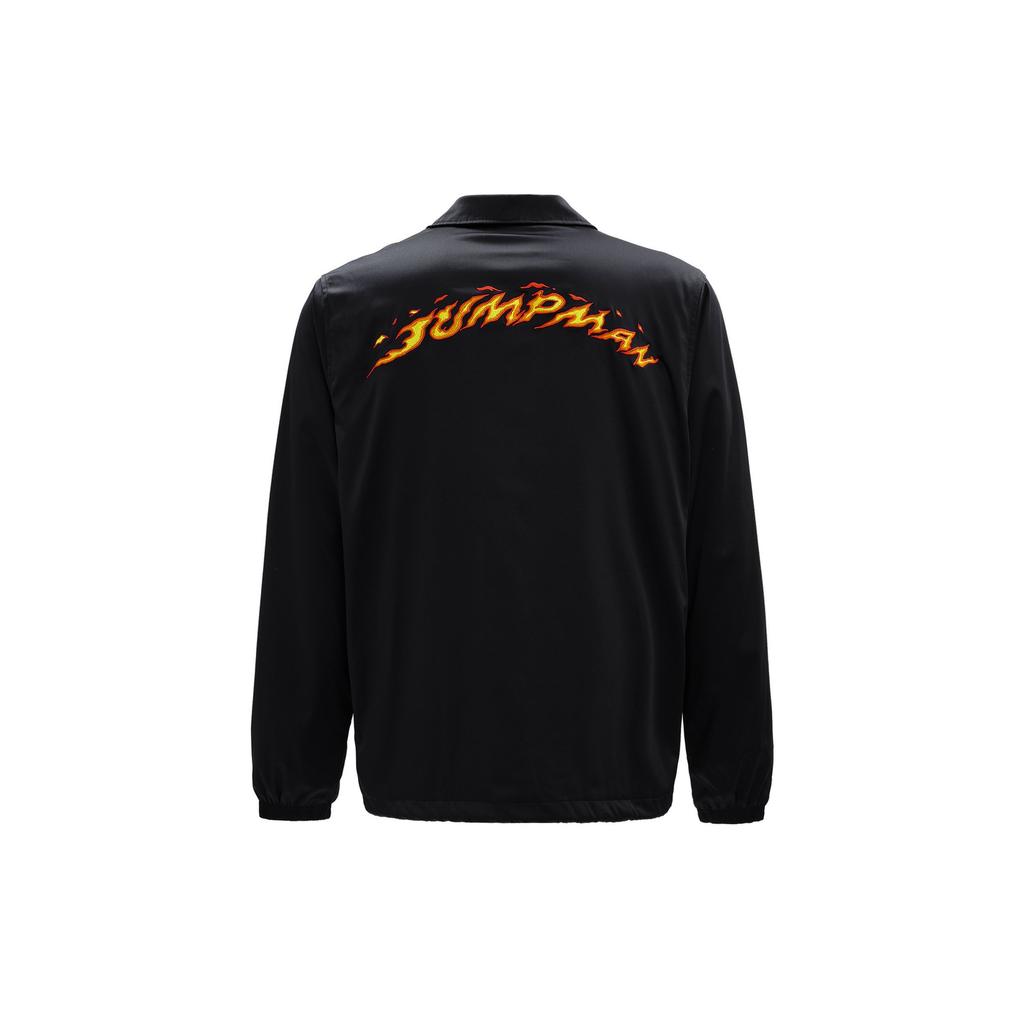 Jordan Свободная куртка с длинным рукавом с вышивкой в виде пламени, мужская верхняя одежда, черный FJ7709-010